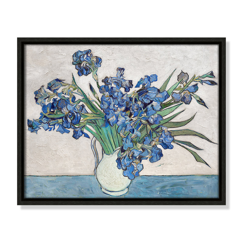 Imprimé iris bleu par Vincent Van Gogh, Cadre flottant espresso, Pas de tapis, H 15,5 po x l 12,5 po