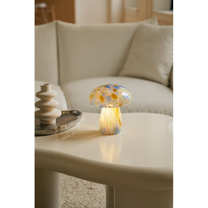 Portable Tall Open Top Glass Mushroom Lamp, Kaleidoscope, Kaleidoscope