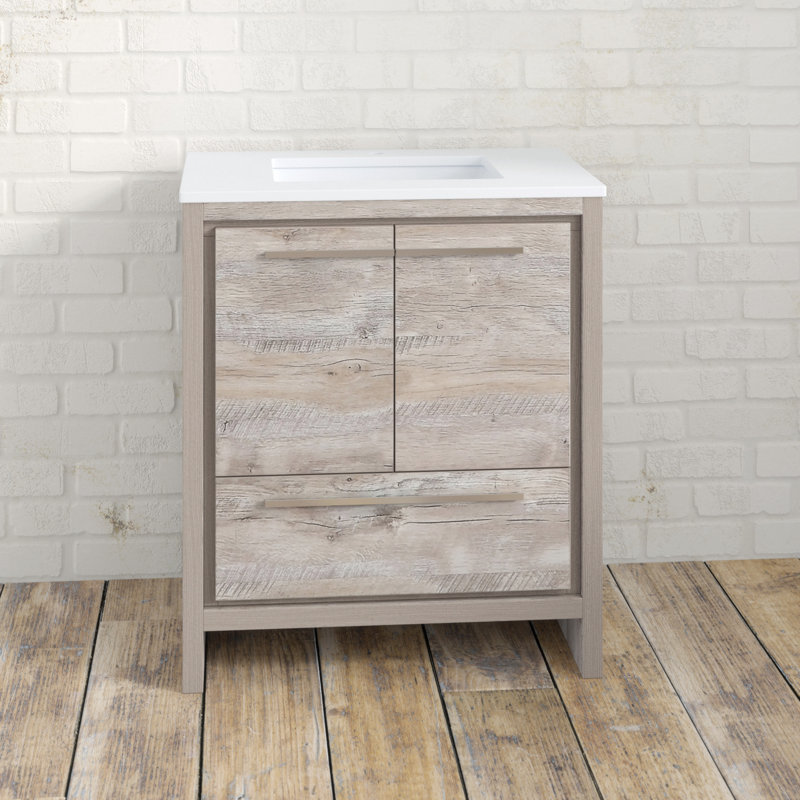 Tulughan Modern 30" Single Bathroom Vanity Set - Nature Wood, Natural Wood