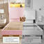 Structure de lit double avec tête de lit à oreilles en velours côtelé de 51 po de hauteur et tablette de rangement, lit plateforme tapissier avec lumières DEL et station de charge, aucun sommier nécessaire, assemblage facile, rose-129953401-129953402