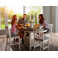 Table de salle à manger à hauteur de comptoir extensible crème et grise avec rallonge de 18 po - Table ovale contemporaine Farmhouse