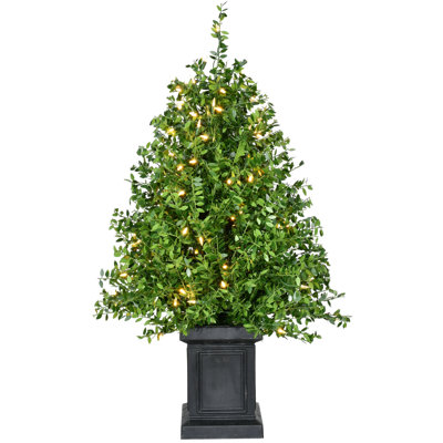 Faux Boxwood Lighted Christmas Tree