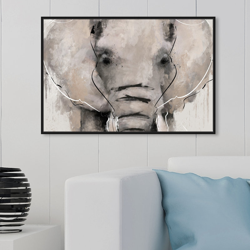 «Animals Abstract Elephant Zoo and Wild Animals» par Oliver Gal - reproduction d'art sur toile, H 24 po x l 36 po, Noir