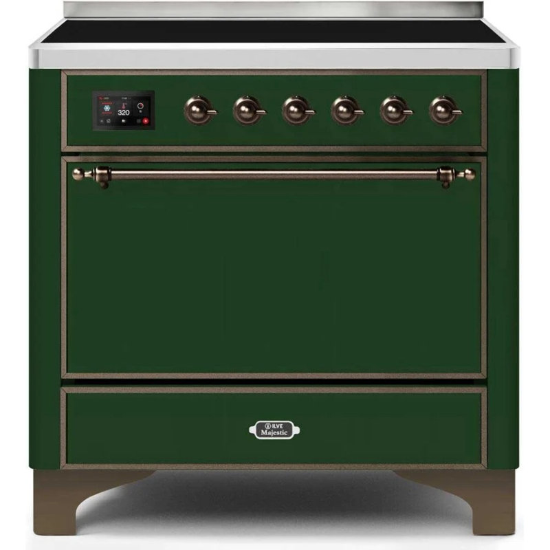 Majestic Ii 36 Inch Freestanding Induction Range, Emerald Green/Bronze