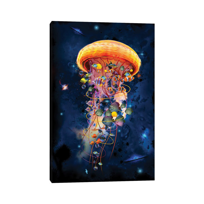 Electric Jellyfish Worlds Galaxys by David Loblaw - Wrapped Canvas Painting, 66.04 cm H x 45.72 cm W x 3.175 cm D