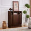 Buffet avec rangement, buffet cannelé de ferme avec 2 portes et tablette réglable, meuble télé, armoire de rangement-1308217681