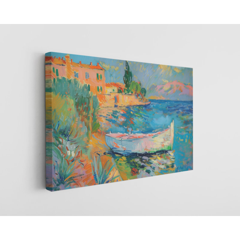 Reproduction d'art sur toile, peinture à l'huile d'un village en barque, décoration murale moderne pour la maison et le bureau