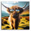  «Highland Cow Sun lunettes 1» par Rey Klimt, art mural en verre acrylique-932102773