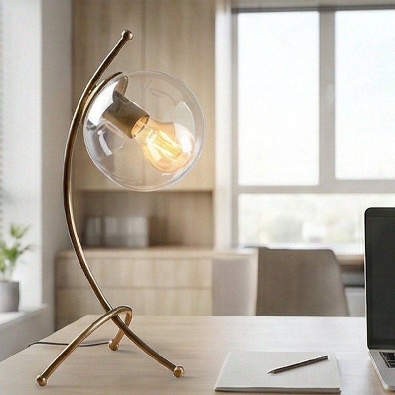 Lampe globe en verre orbitale, Rétro, Transparent