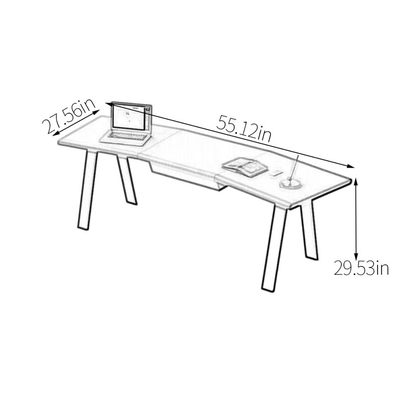 Bureau à forme libre Maksimas, H 29,53 po x l 55,12 po x P 27,56 po, Blanc gris
