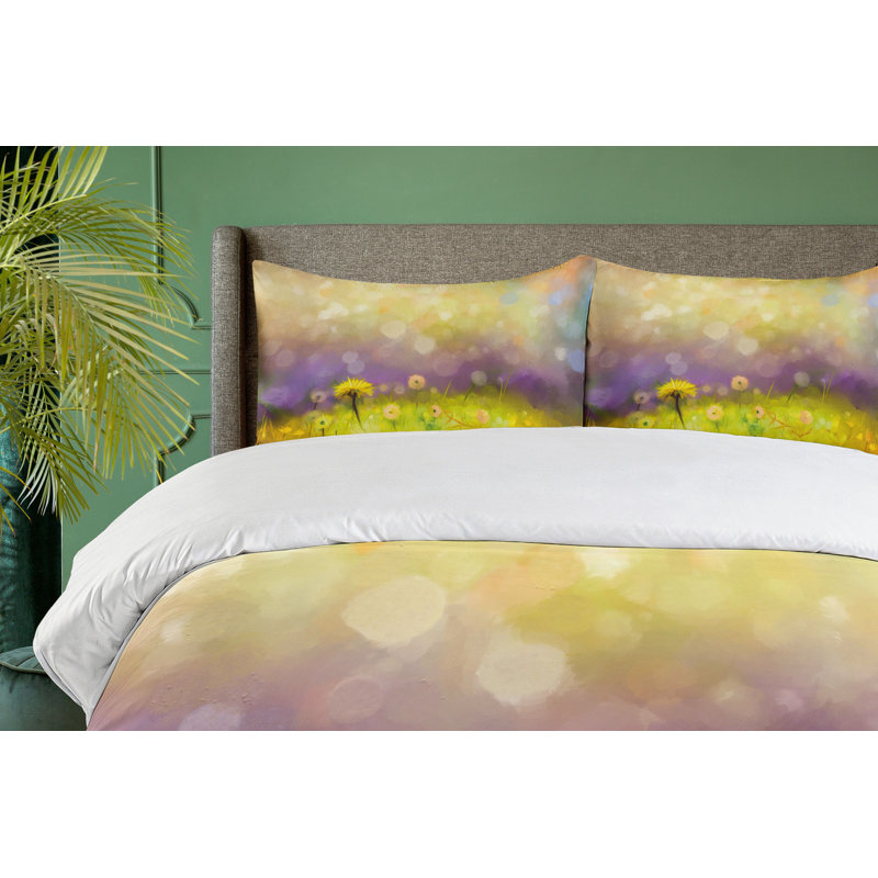 Twin Pastel Floral Watercolor Duvet Cover Set