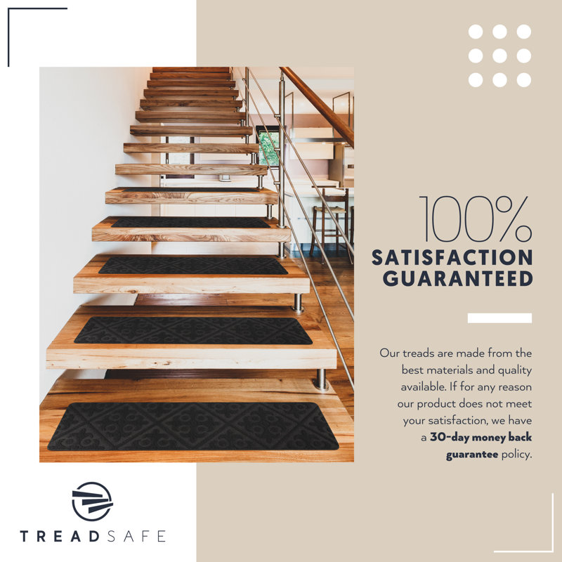Tapis d'escalier pour marches intérieures en bois, Gris