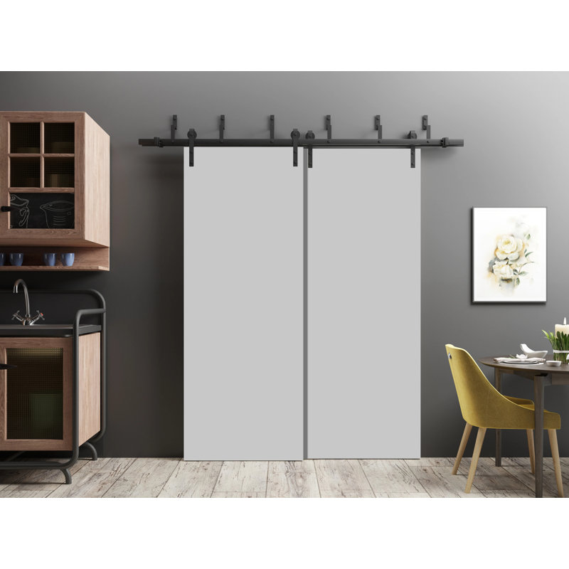Portes à panneaux coulissantes en bois lambrissé Planum, 72 po x 84 po, Gris mat