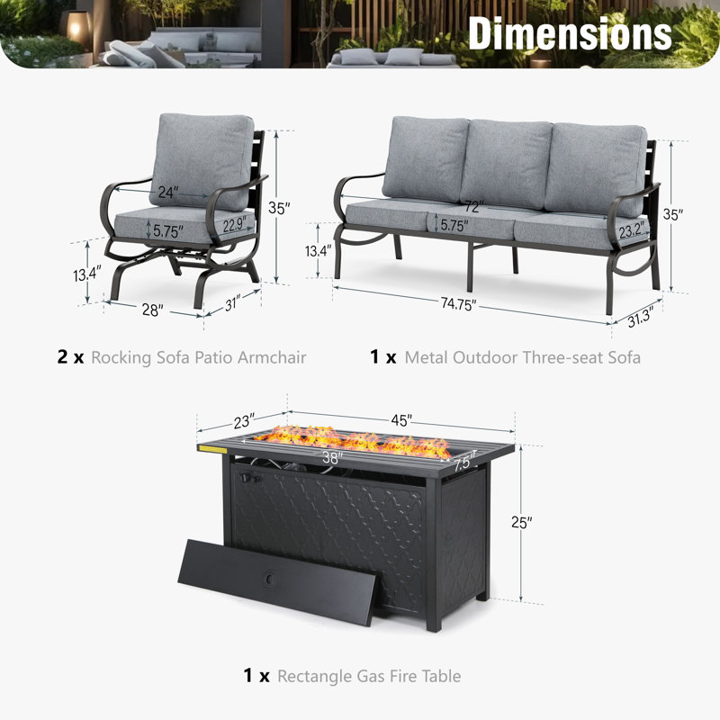 Tapasi Outdoor Patio Conversation Furniture Set, Gray