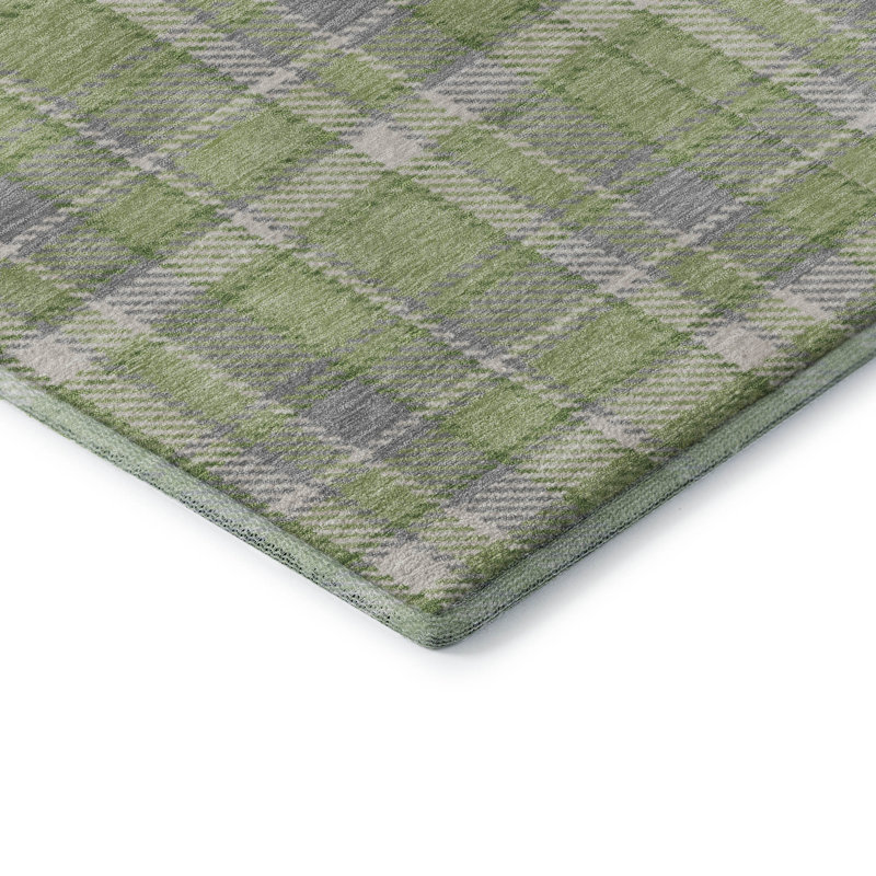 Premium Machine Washable Cerrito AMF563 Green Rug, Round 8'