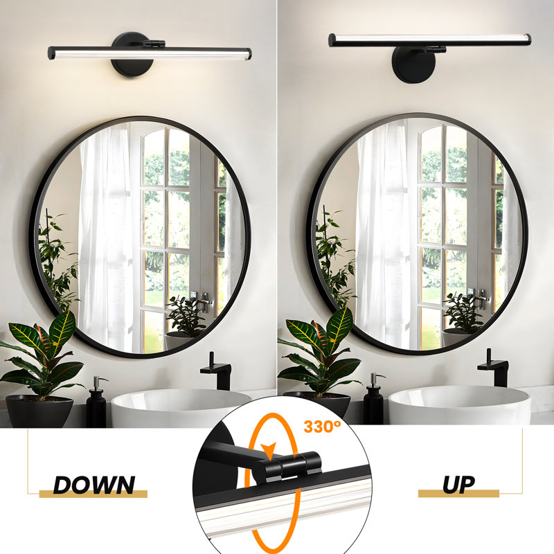 330° Rotatable 22'' Dimmable LED Bath Bar, Black