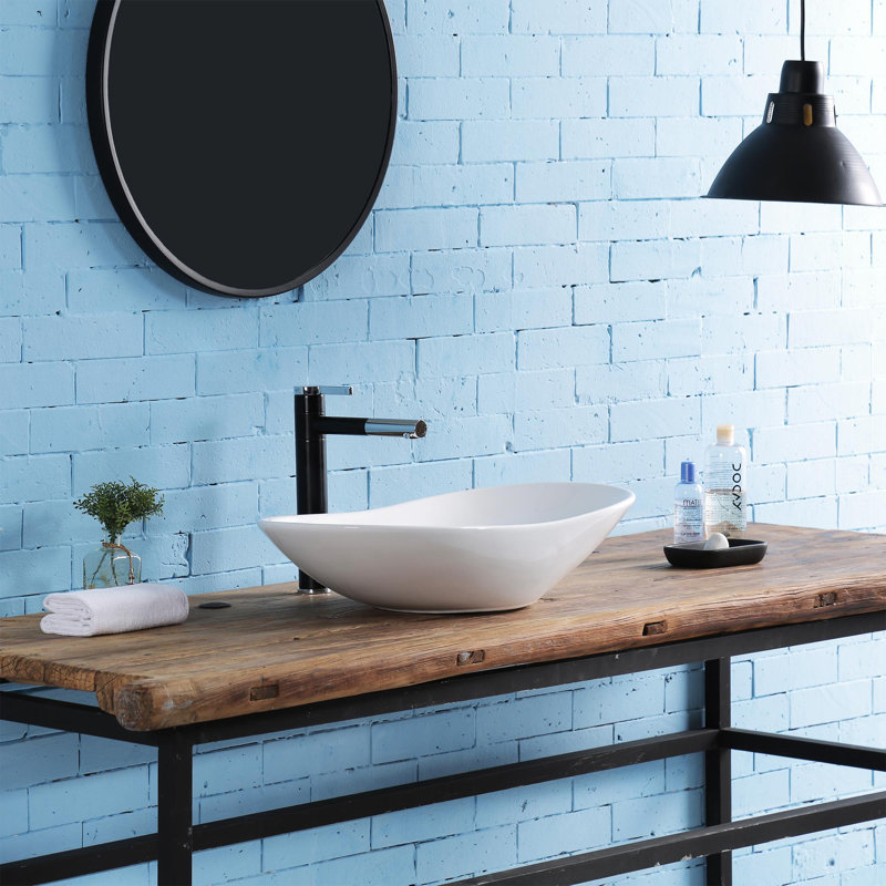 Lavabo de salle de bain ovale en porcelaine vitreuse Lily