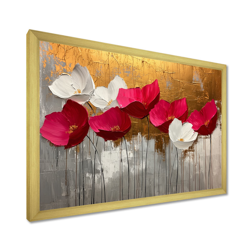 Lozoya - Floral Large Wall Art, H 30 po x l 40 po, Cadre simple, Doré