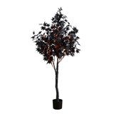 Pre-Lit Artificial Halloween Black Maple Tree With 240 Orange & Purple LED Lights