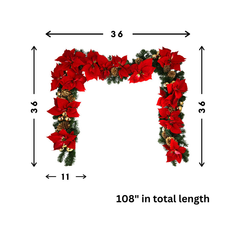 Guirlande en faux poinsettia Gala 108 po