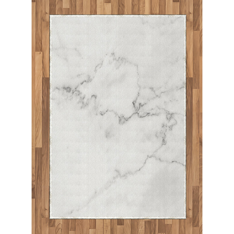 Marble Print High Density Long Fiber Poly Threads Decorative Area Rug Carpet, Rectangle 4' x 5'8"