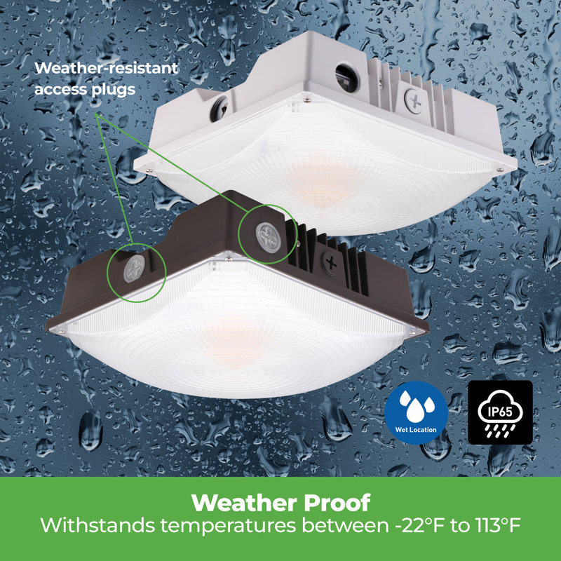 200-Watt Equivalent Integrated LED Canopy Light 3100-8700 Lumens 120-277V Adjustable CCT Dimmable