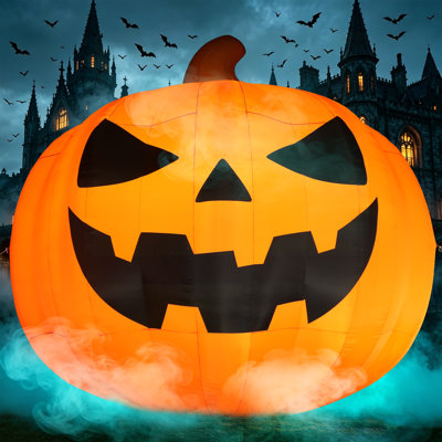 Décorations gonflables géantes de citrouilles pour Halloween (6 m) avec souffleur, design 3D, pour jardin, usage commercial, fêtes, décoration de pelouse, soirée d'Halloween, avec ampoule E26.