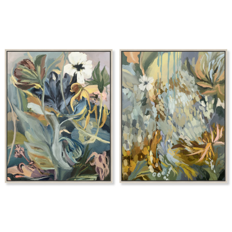 Moss Overlap Set Set by Oliver Gal, 50"H x 42"W, Silver Floater Frame