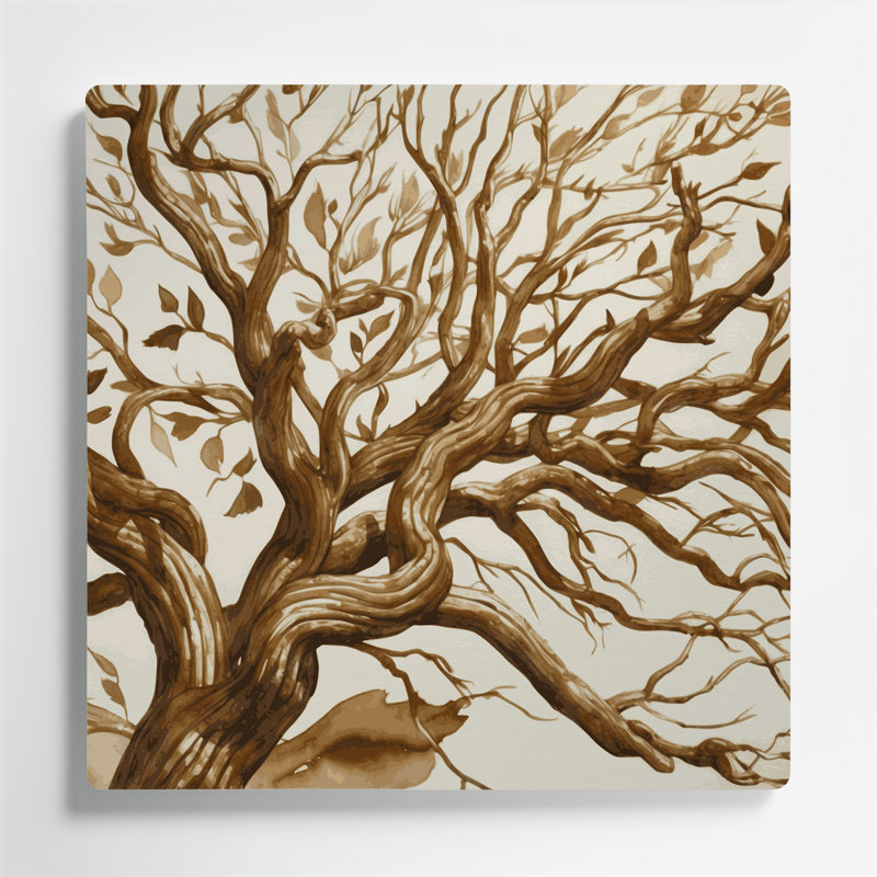 Art mural en métal avec branches de figuier botanique, H 144 po x l 144 po x P 0,05 po