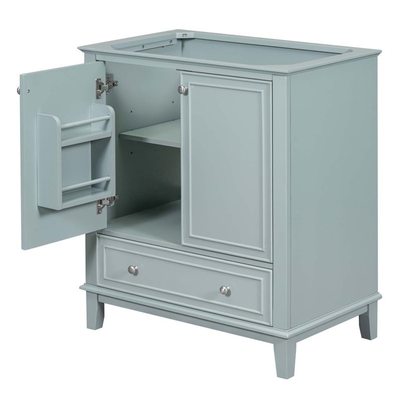 Meuble-lavabo 30 po sans lavabo, base seulement, armoire de salle de bain multifonctionnelle avec portes et tiroir, structure solide et panneau de fibres à densité moyenne