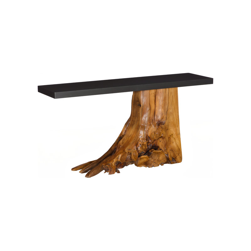 Teak Wood Console Table, Iron Sheet Top