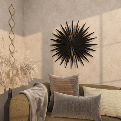 Metal Large Layered 3D Sunburst Black Wall Decor