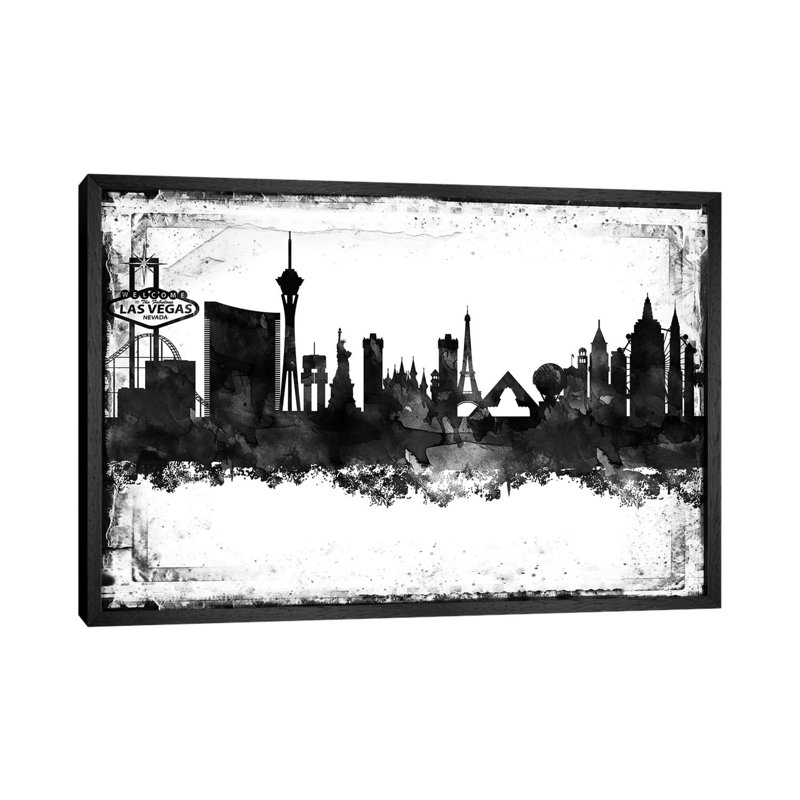Las Vegas Skylines - Print on Canvas, Black Framed, 152.5 cm H x 101.5 cm W