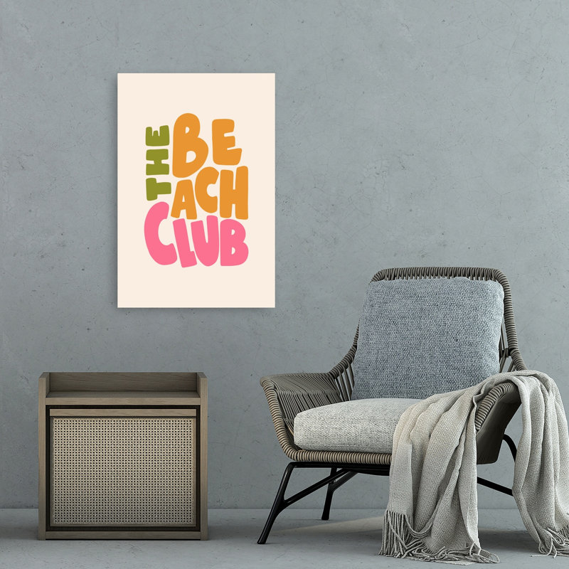 «Groovy Beach Club», impression d'art ludique et coloré sur la plage ludique, H 36 po x l 24 po