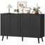 Buffet, armoire cannelée avec tablettes réglables, gris clair-1375141679