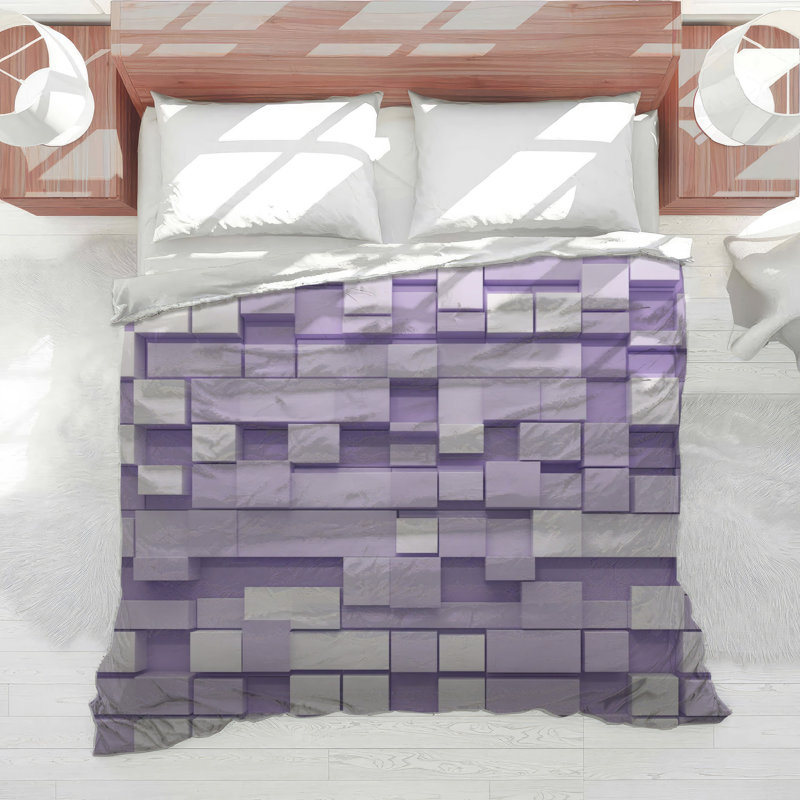 Édredon mauve à blocs blancs, Très grand lit