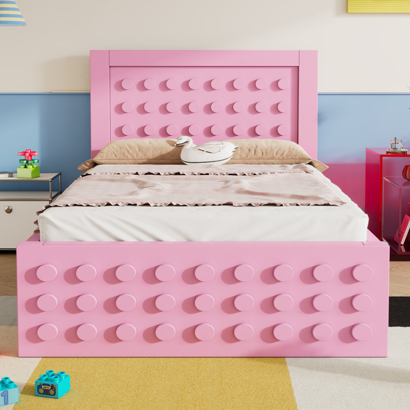 Solid Wood Bed, Pink