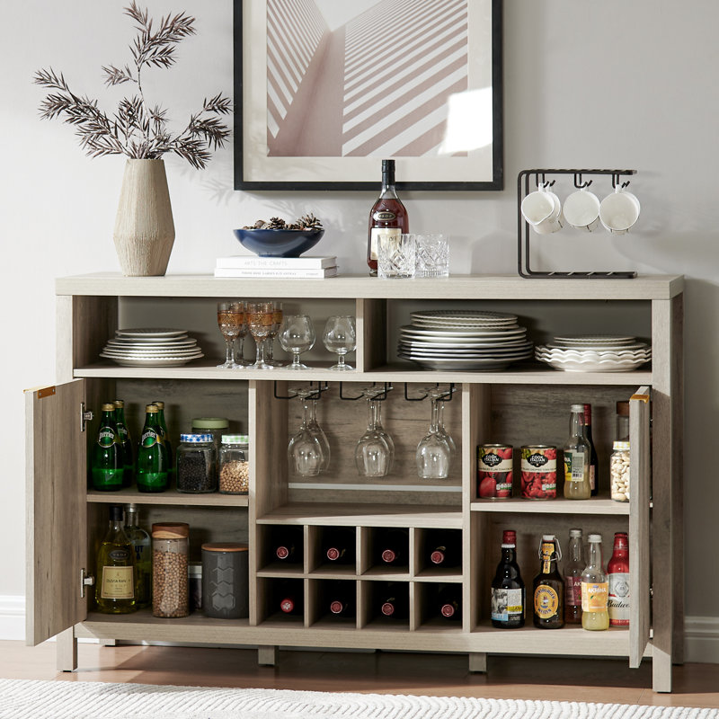 Armoire de bar l 51 po Nicolee, Chêne gris-beige