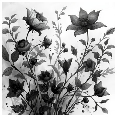 Monochrome Botanical Illustration Comforter