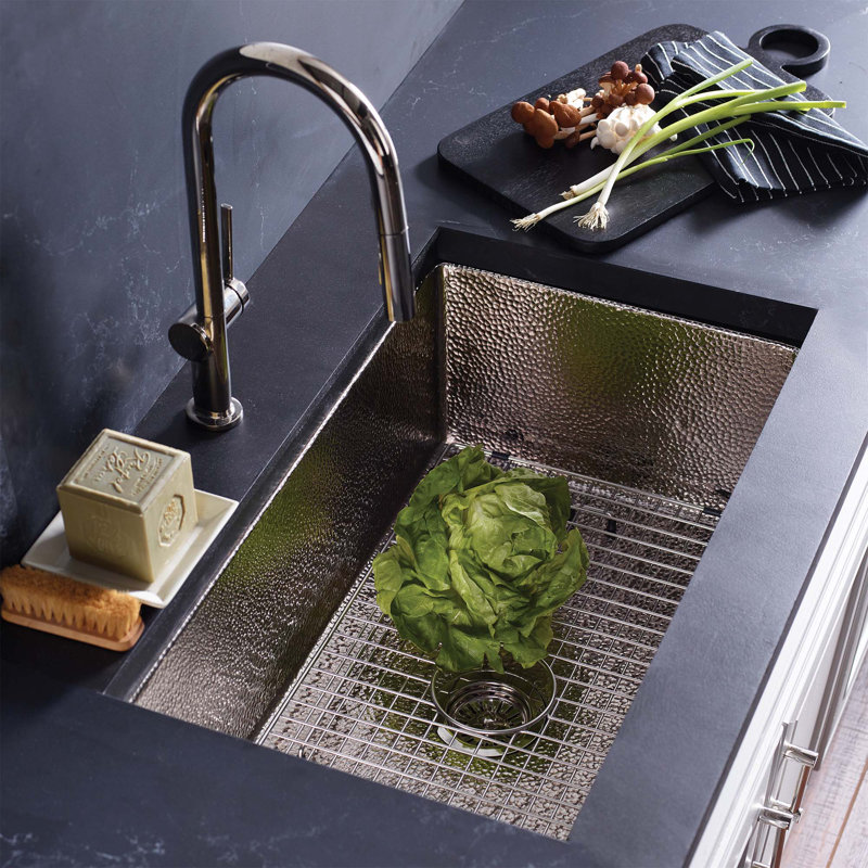 Cocina Undermount Kitchen Sink, Polished Nickel, 10" H x 30" L x 18.5" W