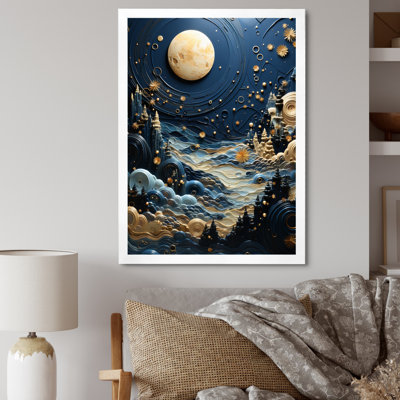 Reproduction d'art sur toile dorée Uranus Moonlight Mirage III