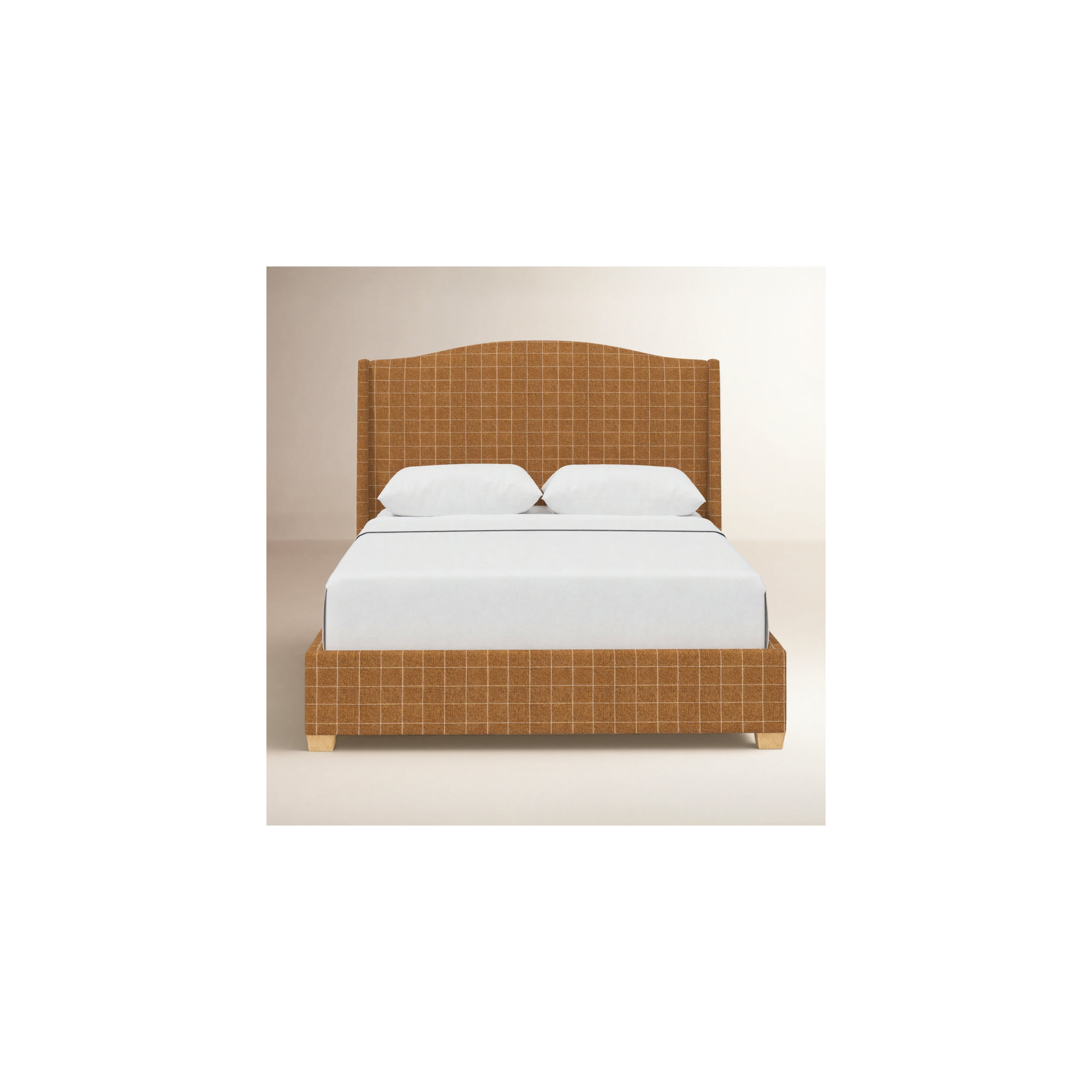Allis Upholstered Wingback Bed, Robina Floral Ochre, King