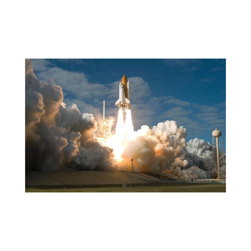 Space Shuttle Atlantis Lifts Off From Its Launch Pad At Kennedy Space Center, Florida II by Stocktrek Images - Wrapped Canvas Print
