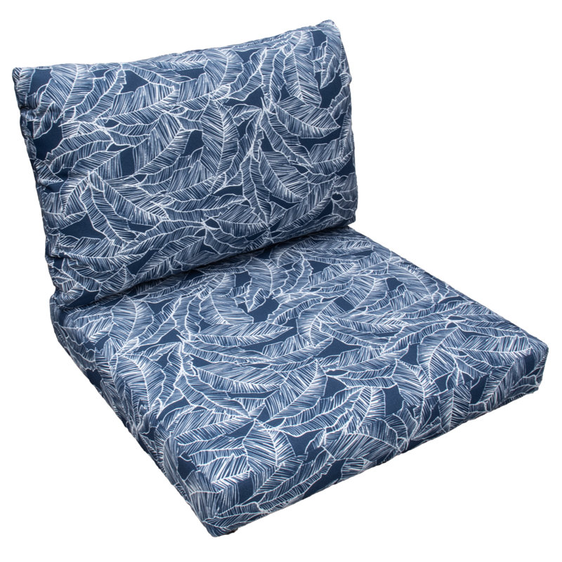Tommy Bahama Deep Seat Patio Cushion, Tropical Print Sunbrella Fade-Resistant for Wicker Sofas, Sectionals & Deep-Seat Loungers, 24"W x 24"D, 4" thick, Reversible, Pacific Zaffre