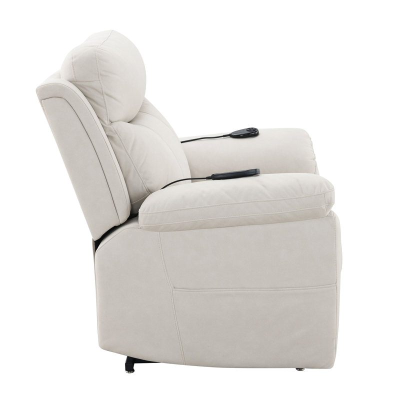 Fauteuil inclinable électrique en microfibre Chriki, Beige