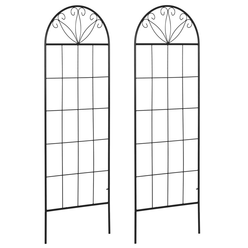 Ensemble de 2 treillis de jardin en métal pour plantes grimpantes, noir