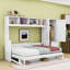 Lit escamotable double à 2 tiroirs avec garde-robe latérale, tablette supérieure et rangement sous le lit-1647862659
