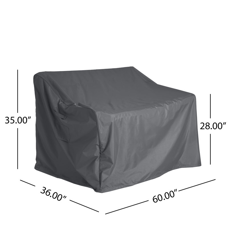  Shield Outdoor Loveseat Sofa Cover, Heavy Duty Waterproof, UV Resistant, Dark Grey, Gray