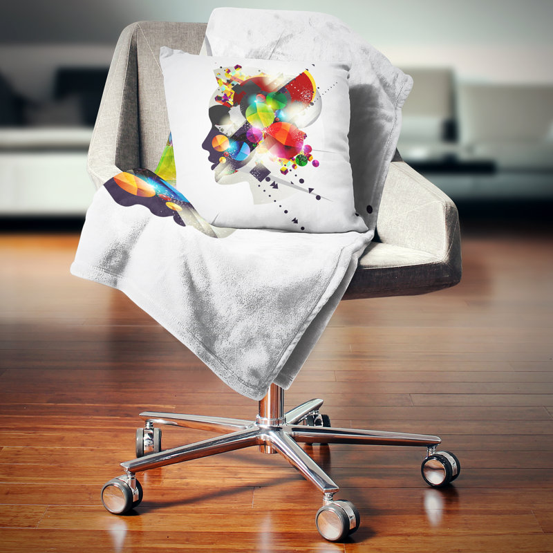  Coussin abstrait femme, 18 po x 18 po, Coussin décoratif