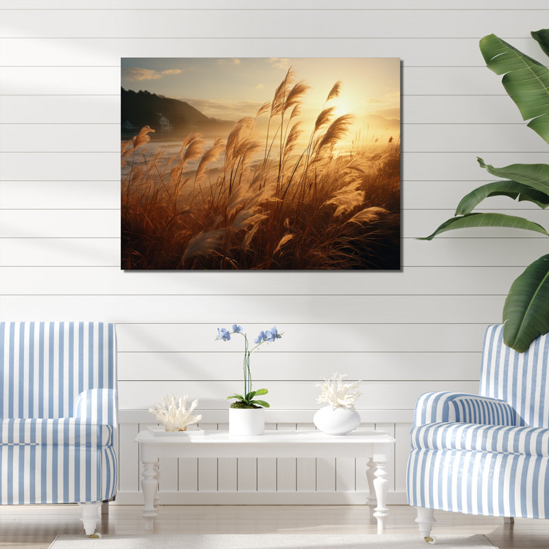 Brise de plage au lever du soleil VI - impression, H 16 po x l 32 po x P 1 po, Toile tendue